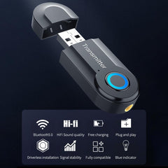 USB 5.0 Transmitter Wireless Audio Adapter TV Computer PC Car Kit Mini Stereo Transmitter - Smart Tech Shopping