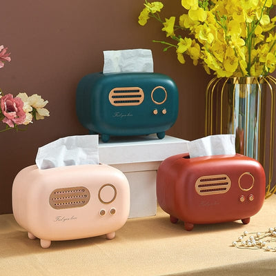 Vintage Style Back model radio tissue box desktop paper holder , Tissue dispenser