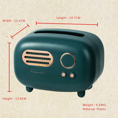 Vintage Style Back model radio tissue box desktop paper holder , Tissue dispenser