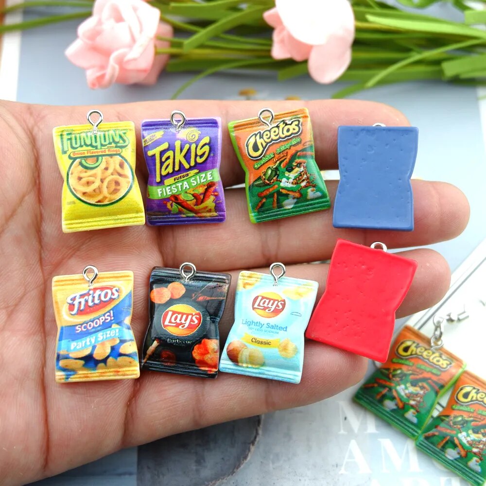 Kawaii Potato Chips Snacks Charms Jewelry Bracelet Pendant Accessories