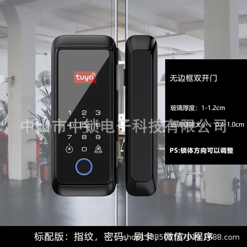 Tuya Double Hook Glass Door Bluetooth Fingerprint Lock - Smart Tech Shopping