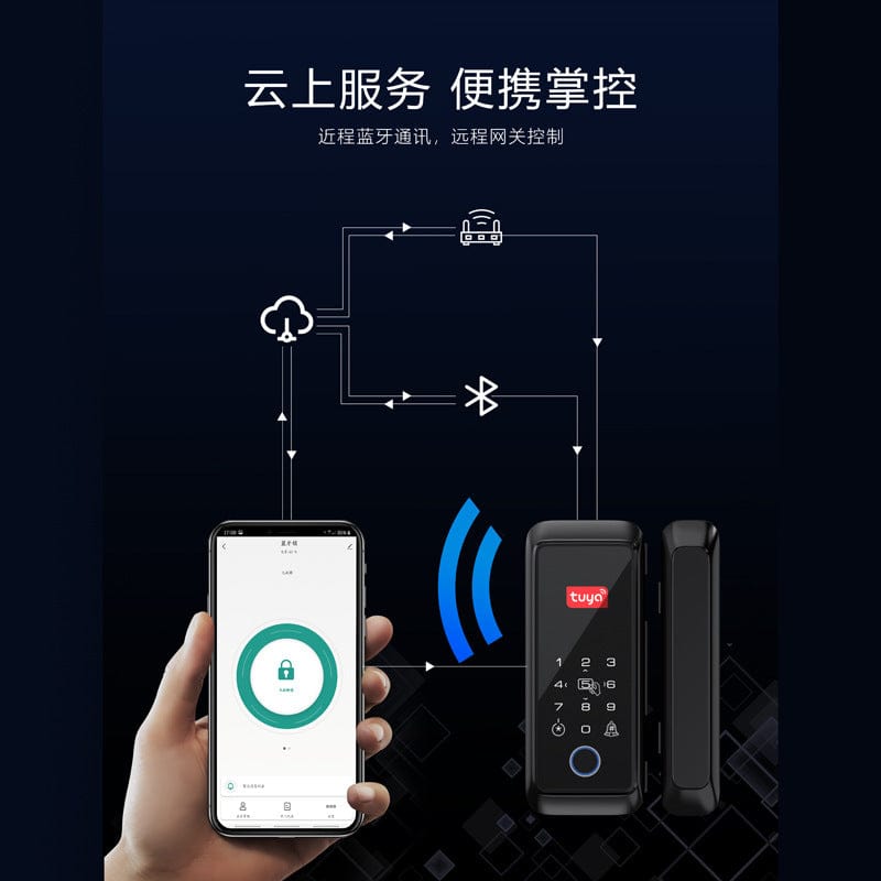 Tuya Double Hook Glass Door Bluetooth Fingerprint Lock - Smart Tech Shopping