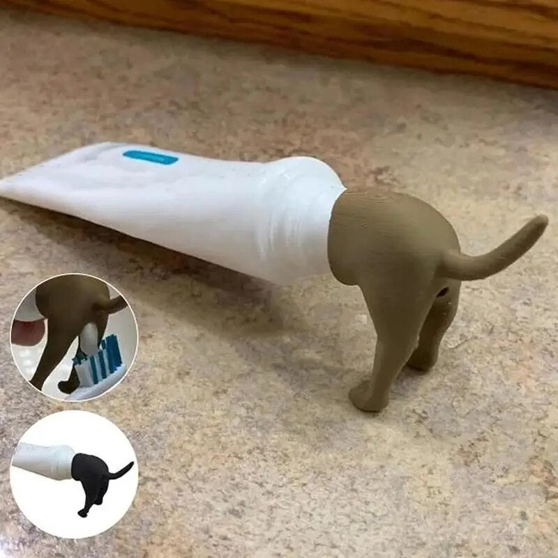 Pooping Dog Butt Toothpaste Topper Dispenser Squeeze