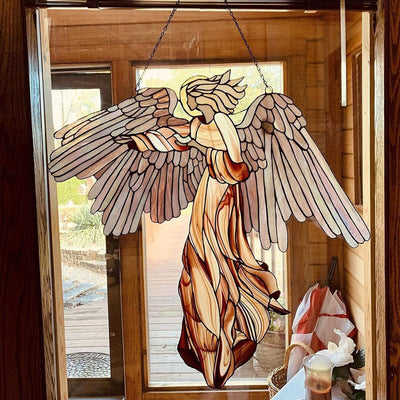 Angel Wings Stained Glass Acrylic Wind Chimes for Home and Garden Decor