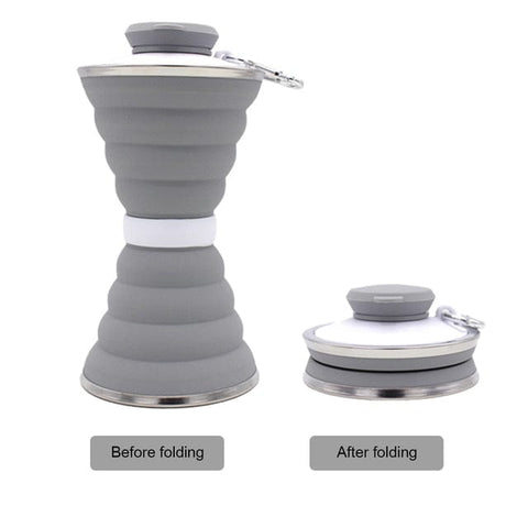 Foldable Reusable Leak Proof 500ML Silicone Water Bottle For Outdoor Travel