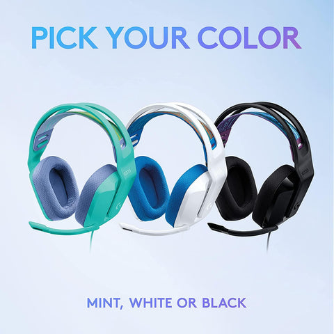 Logitech G335 lightweight Wired Gaming Headset Microphone with Virtual 7.1 surround sound stereo, 3.5 mm audio interface