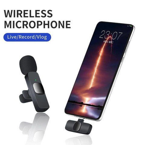 Wireless Lavalier Microphone Portable Audio Video Recording Mini Mic for iPhone Android Live Broadcast Gaming Phone Mic Type-C