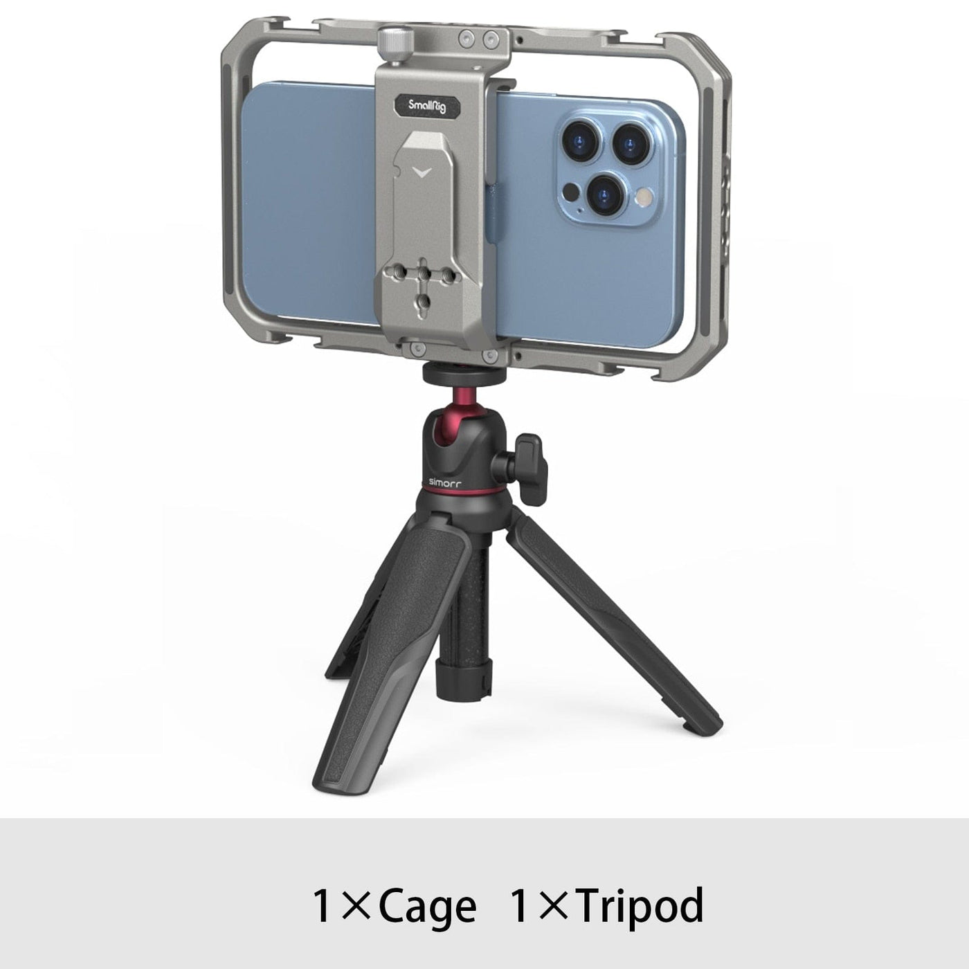 Universal Smartphone Video Kit for Vlogging and Live Streaming Cage Set with Microphone and Light Tripod
