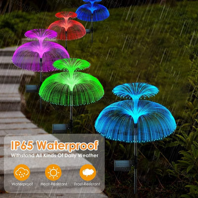 Solar Garden Lights 7 Colors LED Fiber Optic Jellyfish Outdoor Decor Light
