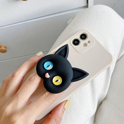 Air Sac Phone Holder, Griptok Korean INS Kawaii 3D Cat Cellphone Finger Ring Stand