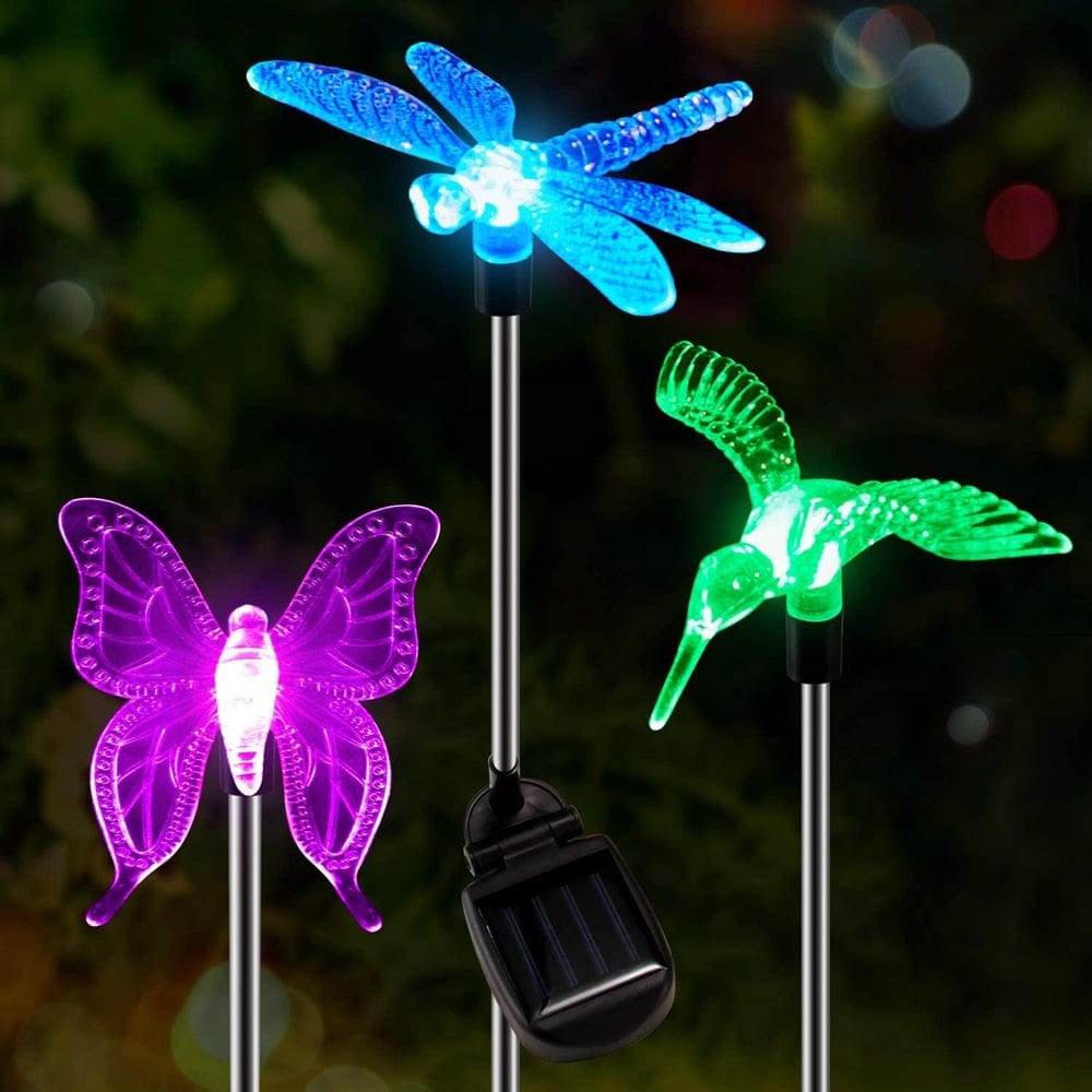 Solar Figurine Stake Lights - Set of 3 Color Changing Solar Garden Lights