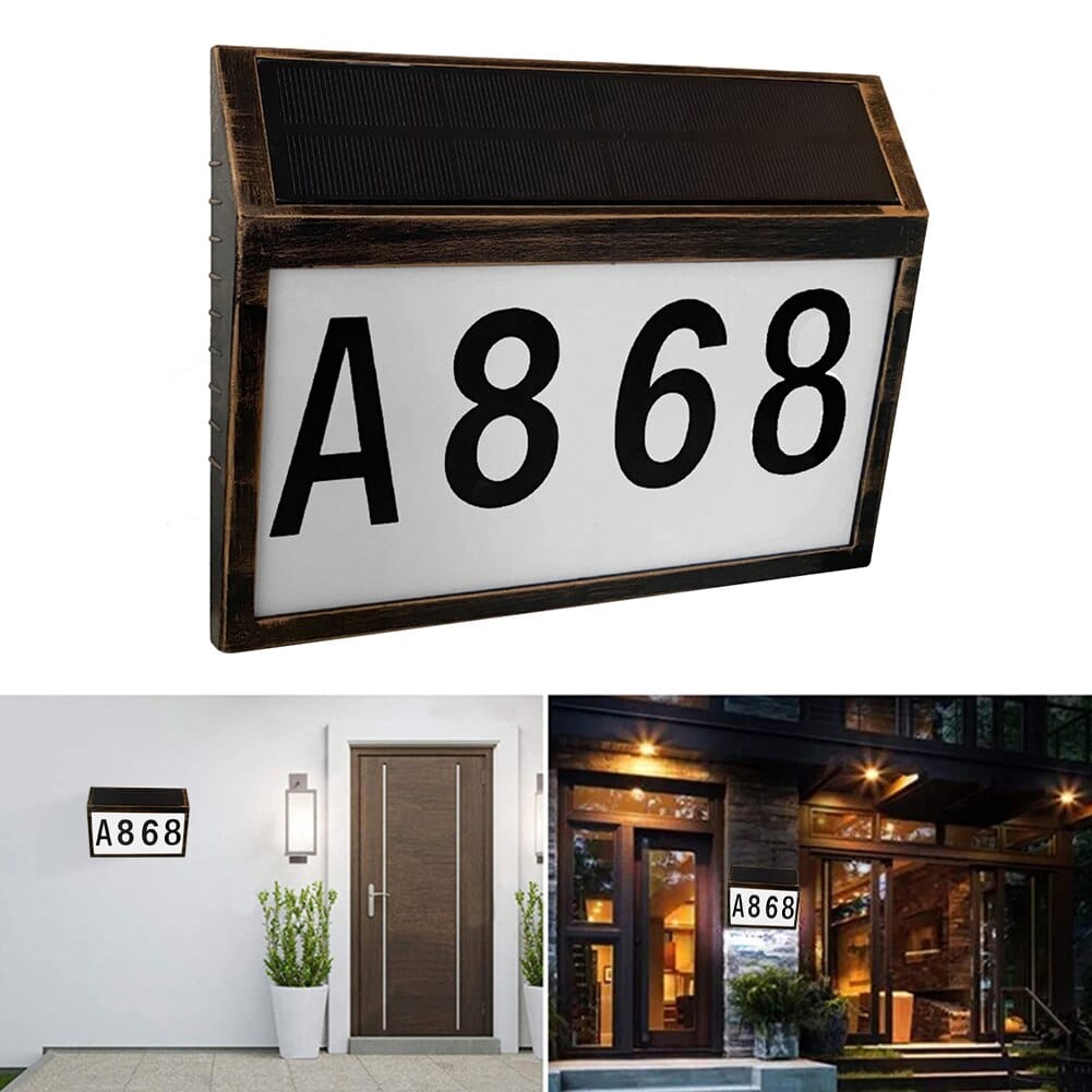 LED Solar Power House Number Sign Light for Outdoor Wall