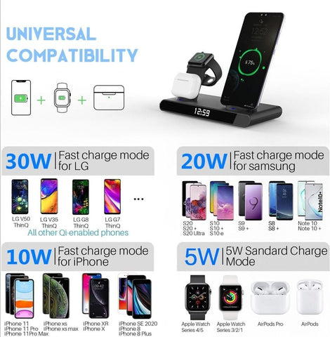 6 in 1 Wireless Charger iPhone,Samsung Fast Charger with Holder - Smart Tech Shopping