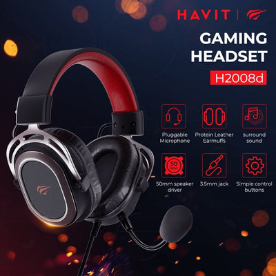 HAVIT H2008d Wired Gaming Headset with 3.5mm Plug Surround Sound - Smart Tech Shopping