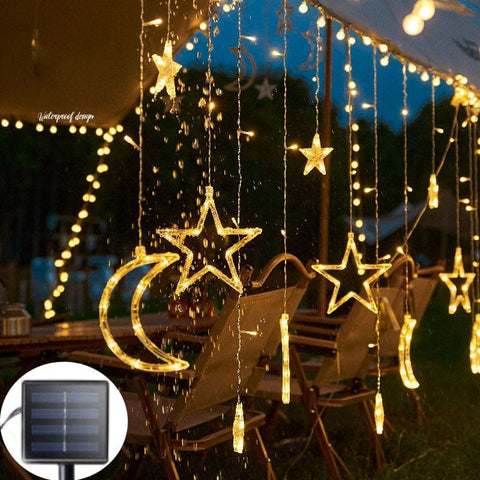 Solar Moon Star LED String Lights for Home and Holiday Decoration