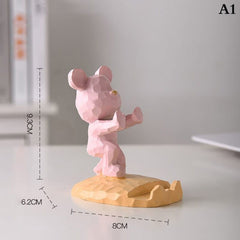 Adorable Bear Phone Holder for Desk - Aesthetic Kawaii Room Decor Gadgets and Desktop Sculpture