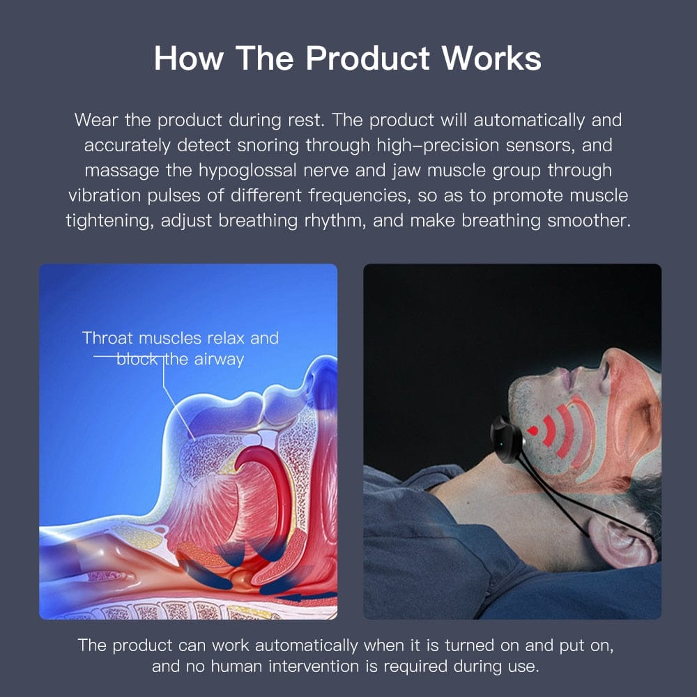 Smart Anti Snoring Device EMS Pulse Snore Stop Anti Ronco Noise Reduction Man Sleep Apnea