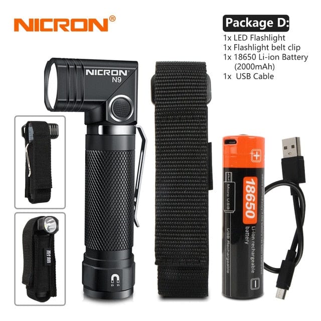 Nicron N9 Flashlight, Tactical 90 Degree Twist 1000 LM High Lumens Waterproof IP65 Magnet Mini Torch Light - Smart Tech Shopping