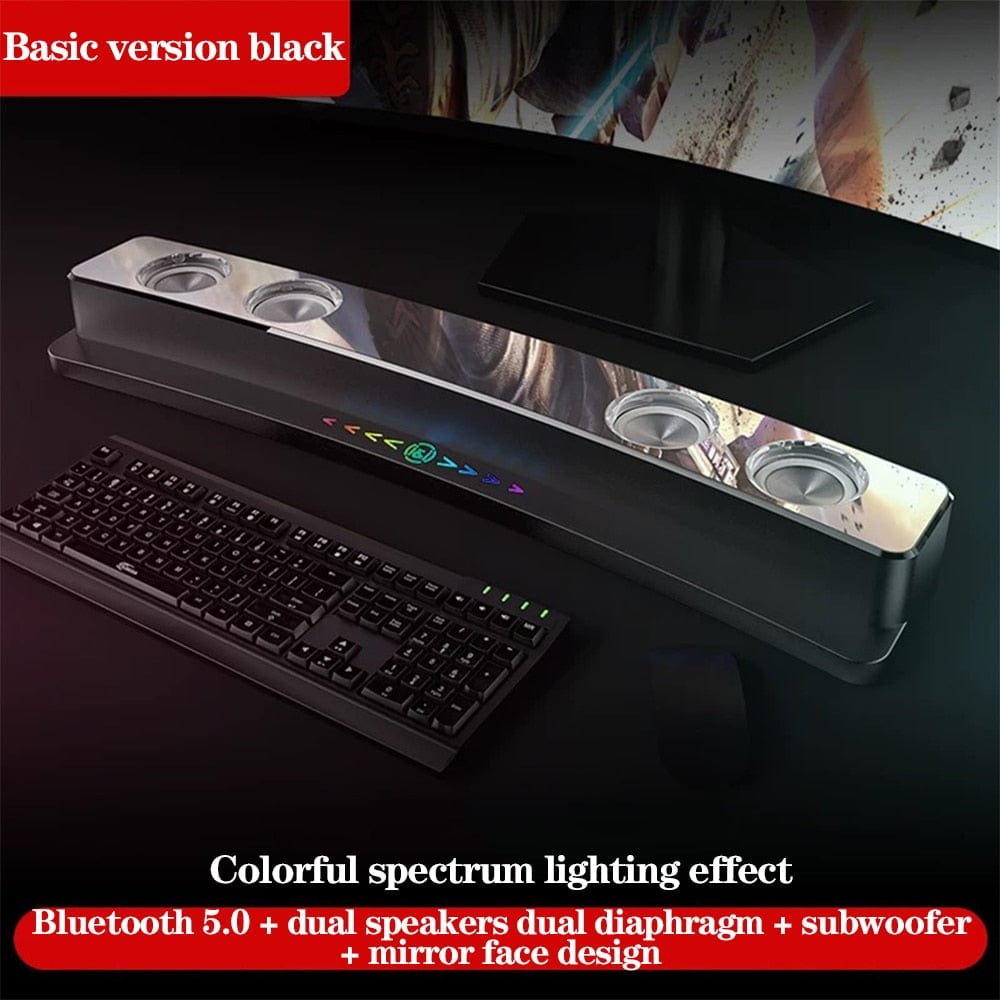 SOAIY SH39 Wireless Bluetooth RGB Computer Gaming Sound Bar Stereo Subwoofer - Smart Tech Shopping