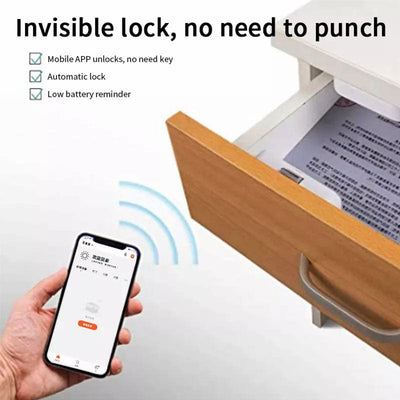 Tuya Smart Home File Cabinet Lock , Wireless Bluetooth Keyless Invisible Mobile APP Control Electronic Locks For Furniture Drawer