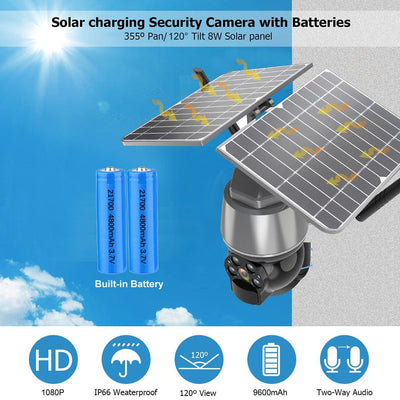Tilt Solar PTZ 4G Network Camera Wifi Outdoor Waterproof H.265 1080P 2MP