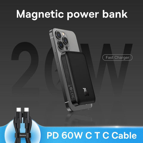 BASEUS Magsafe Wireless Power Bank 6000mAh Fast Charging For iPhone - Smart Tech Shopping