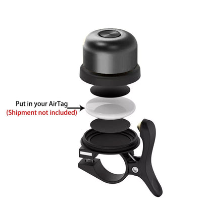 Waterproof Black Clear Sound 22-25mm Anti-Theft Bracket Hidden In Bicycle Bell With Airtag Holder