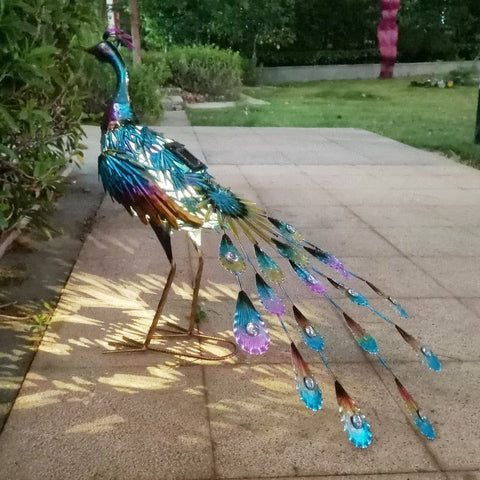 Solar Garden Lights Outdoor Peacock Statues Decorative Lamp