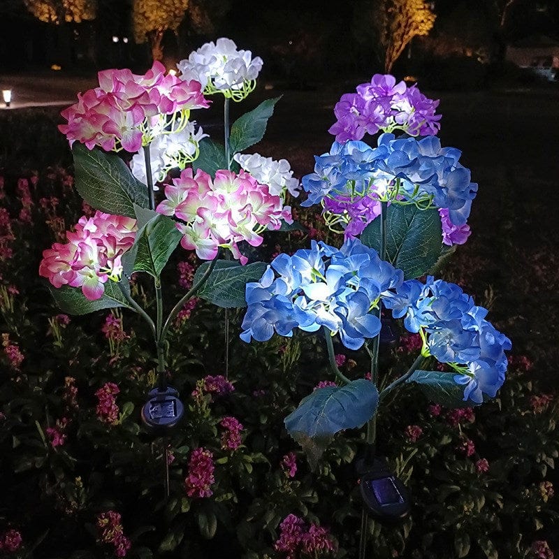 LED Hydrangea Rose Solar Lights for Outdoor Landscape Decoration