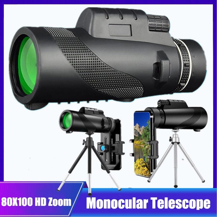 80X100 HD Professional Monocular Telescope For Outdoor Camping Accessory