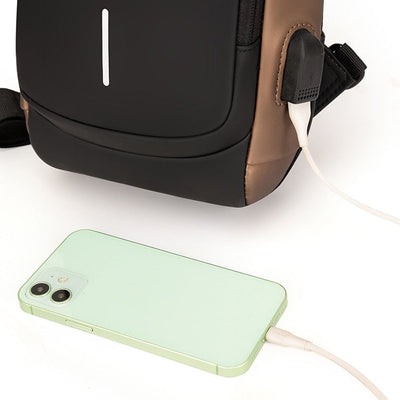 Anti-Theft Sports , Travel Waterproof USB Charging Men's Shoulder Bag