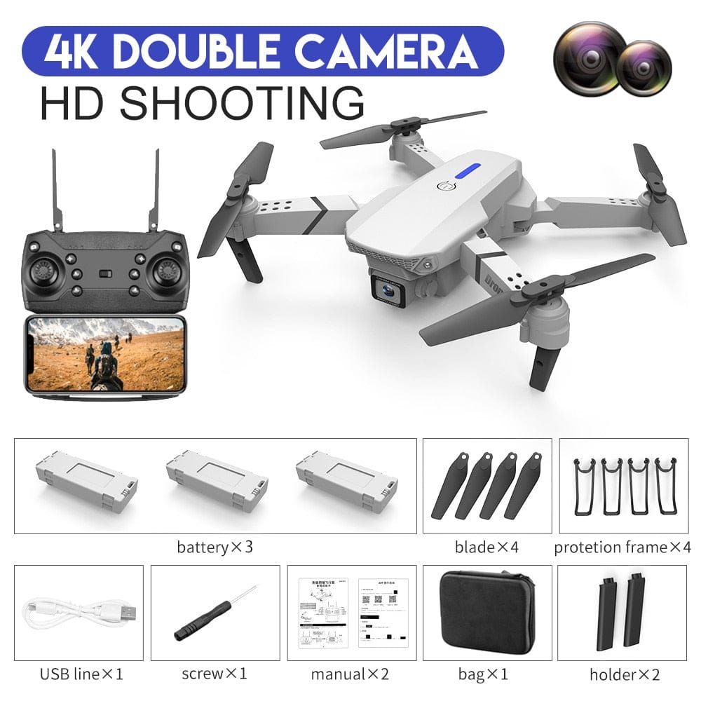 E88 Pro WIFI FPV Foldable Drone With Wide Angle HD 4K 1080P Camera - Smart Tech Shopping