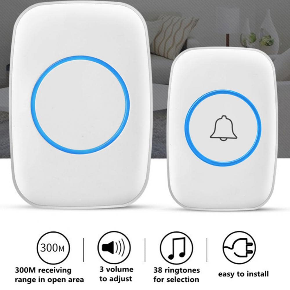 A10 Waterproof Wireless Doorbell, 300m Remote Chime Plug-in Button Ring Alarm - Smart Tech Shopping