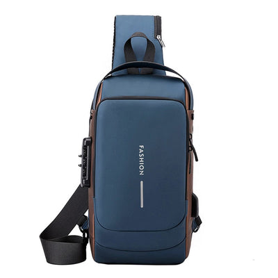 Anti-Theft Sports , Travel Waterproof USB Charging Men's Shoulder Bag