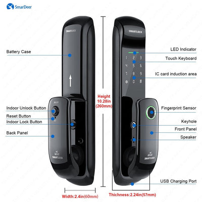 Smart Lock, Fingerprint Electronic lock with Intelligent doorbell Keyless entry With Tuya App