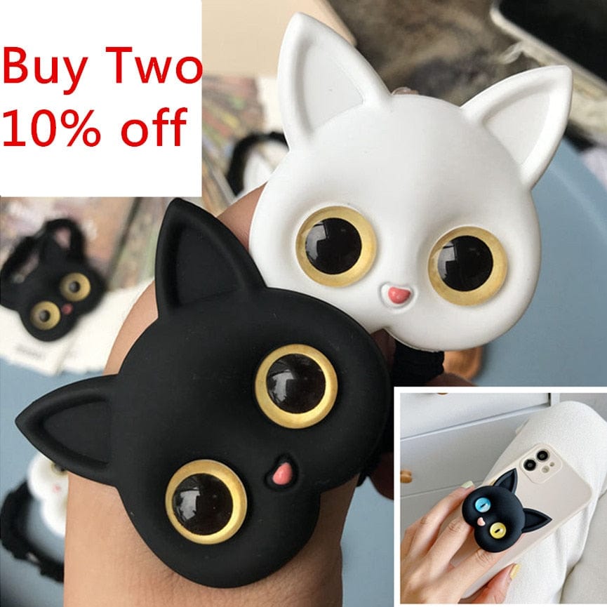 Air Sac Phone Holder, Griptok Korean INS Kawaii 3D Cat Cellphone Finger Ring Stand