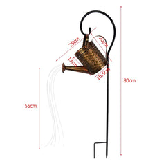 Wrought Iron Solar Watering Can Ornament Lamp for Outdoor Garden Decor