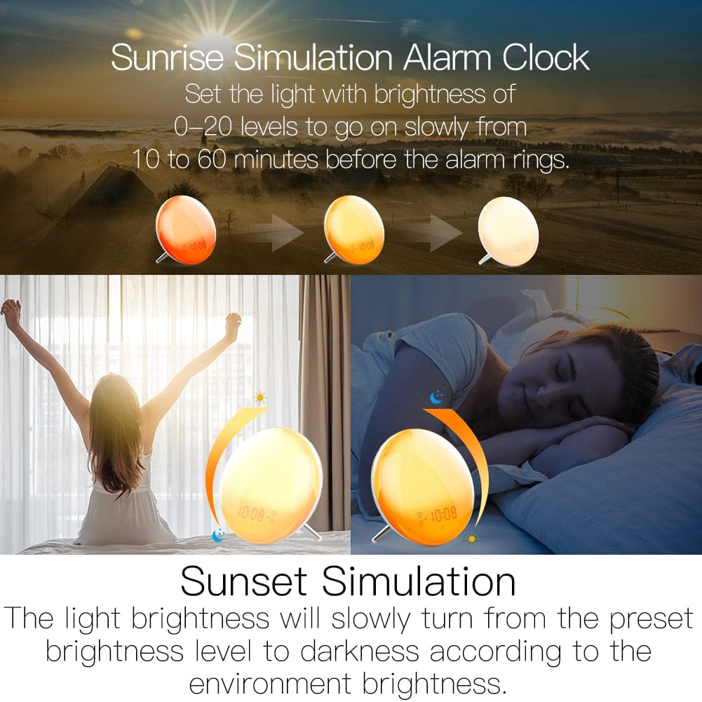 Best Wake Up Light Alarm Clock, with 7 Colors Sunrise Sunset Simulation - Smart Tech Shopping