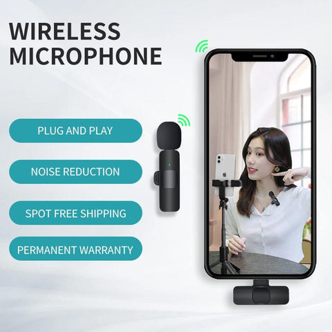 Wireless Lavalier Microphone Portable Audio Video Recording Mini Mic for iPhone Android Live Broadcast Gaming Phone Mic Type-C
