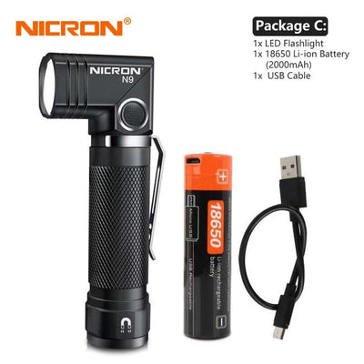 Nicron N9 Flashlight, Tactical 90 Degree Twist 1000 LM High Lumens Waterproof IP65 Magnet Mini Torch Light - Smart Tech Shopping