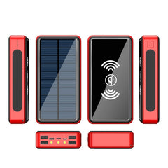 Wireless Fast Charging Solar Power Bank 80000mAh With 4 USB LED - Smart Tech Shopping