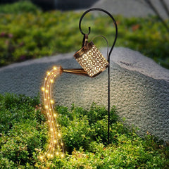 Lighten Your Garden with Whimsy: Wrought Iron Solar Watering Can Lamp