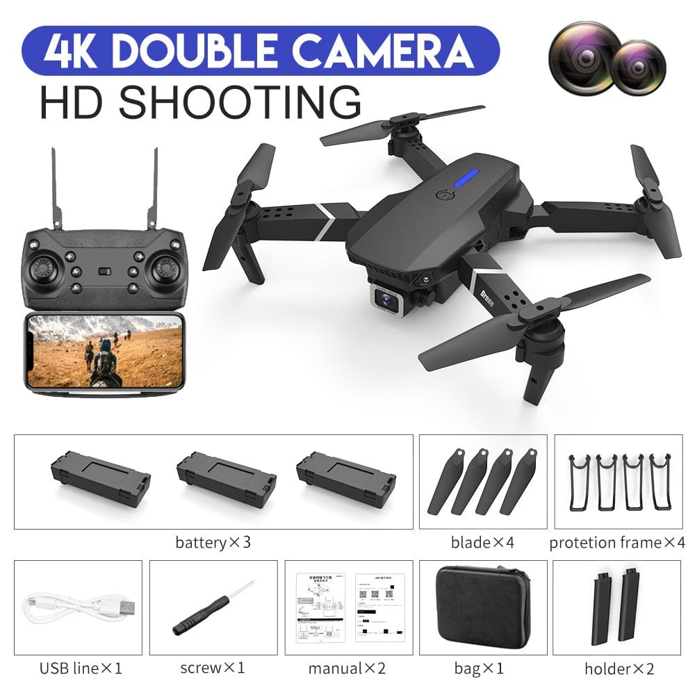 E88 Pro WIFI FPV Foldable Drone With Wide Angle HD 4K 1080P Camera - Smart Tech Shopping