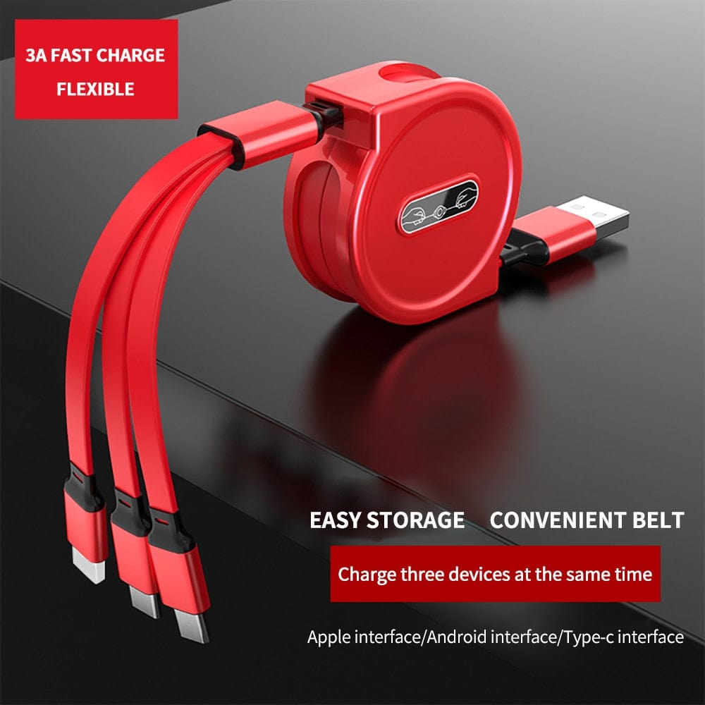 Telescopic one-to-three data lines Iphone Charger Phone Accessories Usb C Cable - Smart Tech Shopping