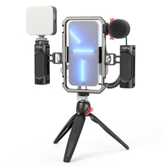 Universal Smartphone Video Kit | Vlogging, Live Streaming | Cage, Mic, Light, Tripod | All Phone Sizes