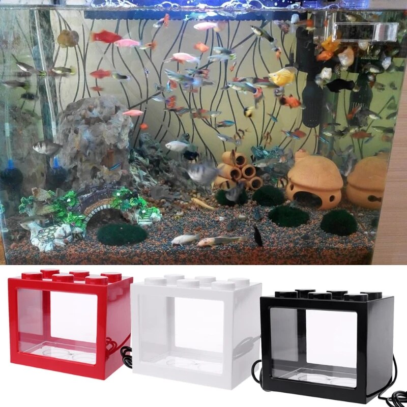 USB Mini Aquarium Fish Tank with LED Lamp Light