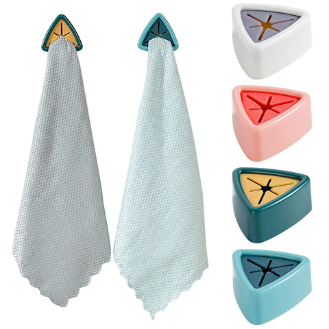 Towel Hook Holder Grabber for Kitchen Bathroom Self Adhesive Dish Towel Stopper